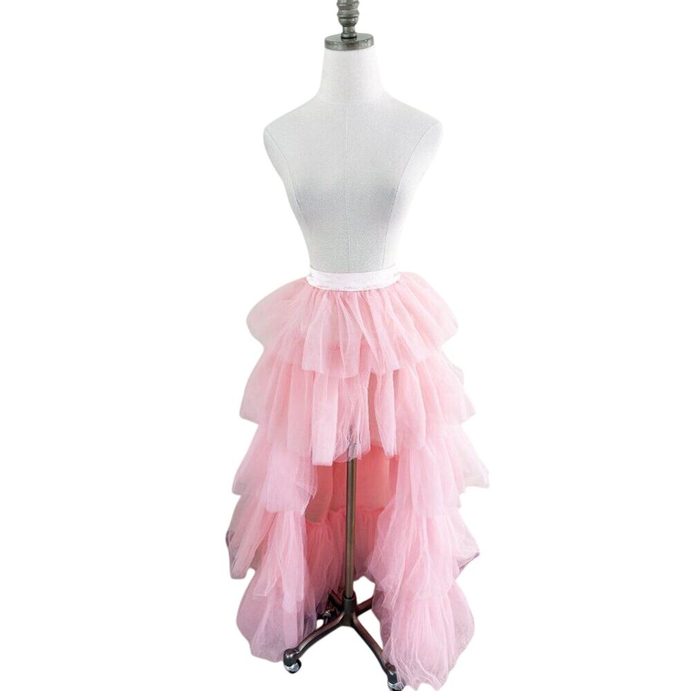 NWT Hello Molly Pink Tiered Tulle High-Low Skirt Women's Size 8 Elastic Waist